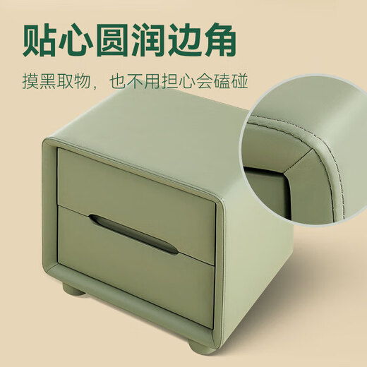 Kingkoil Nachttisch Schlafzimmer kleiner Aufbewahrungsschrank moderner minimalistischer Stil ökologisches Leder kleine quadratische Box Winter Schneeweiß