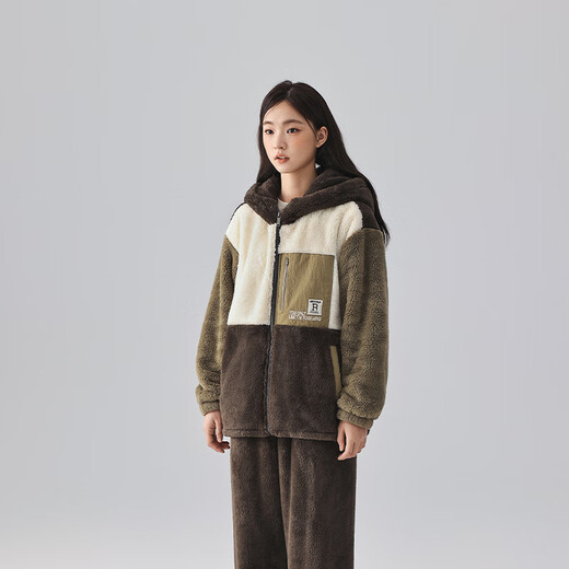 Kissing Cat Soft Velvet Autumn and Winter Couple Pajamas Women's Warm Thickened Men's Suits Home Clothes Can Be Weared Outside 4704 Elegant Gray Men's Style L