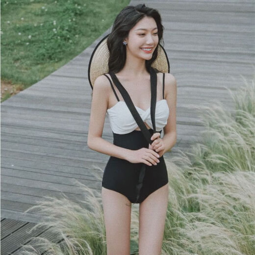 Summer beach beach swimming pool slimming trendy Jingdong adult swimwear self-operated flagship store black (swimsuit + skirt) S70-85Jin [Jin equals 0.5 kg]