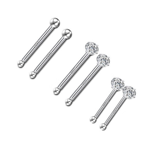 QMXD pure 999 pure silver earrings for women 2025 new ear piercing earrings for sleeping without removing ear bone nails ear sticks anti-clogging needles s999 pure silver earrings a pair