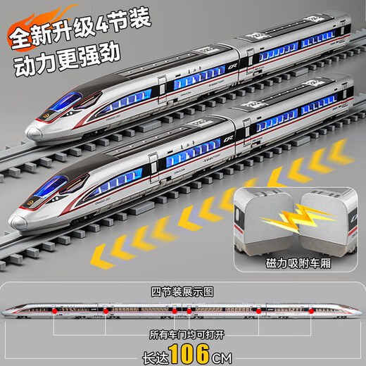 车致合金遥控高铁玩具火车儿童复兴号动车模型中国和谐号轨道列车男孩 【遥控版】合金复兴号三节白色