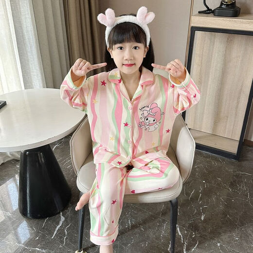 Mianyue Children Pyjama für Frauen 3 bis 6 Jahre alt Kinder Frühling und Herbst Langhülle Dünne mittelgroße Kinder Mädchen Prinzessin Baby Cartoon Set 1421 100 cm -8 Größe Höhe