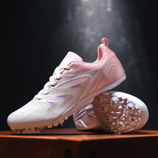 Difuni track and field spikes for female professional sprint students high school entrance examination competition spike shoes for girls long jump candidates track and field running shoes white powder eight spikes standard size 38