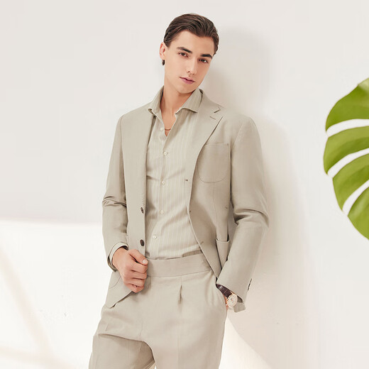 By Creations spring and summer new cotton and linen suit men's business professional commuting formal wear light and breathable casual suit linen original color 52
