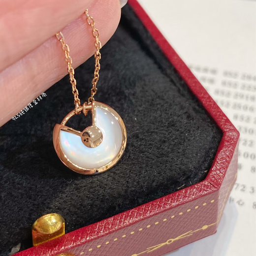 Fat Donglai same style amulet necklace 18k gold 2024 new women's silver plated 18K rose gold red malt amulet necklace white mother-of-pearl