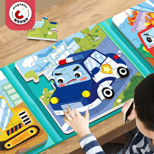 Miaowaer Puzzle от 3 до 6 лет. Плоская картина детская головоломка 2 Детские животные магнит 4 транспортные детские детские магнитные игрушки Специальное транспортное средство + история движения [2-6 лет] 2 книги
