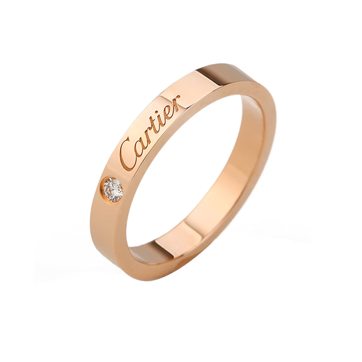 Cartier rings for men and women, 3mm wide inlaid diamond CDE pair of rings, couple wedding rings, pre-sale B4086400 18K rose gold 51