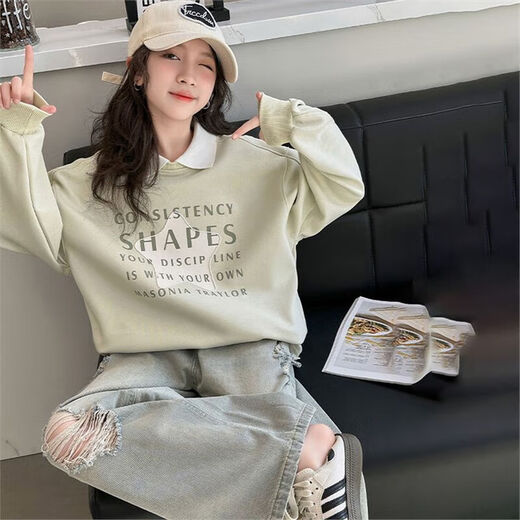 儿童春秋卫衣2025新款女童时髦洋气秋装衣服大童女孩秋季上衣童装 NN-A997【绿色】春秋款 160cm