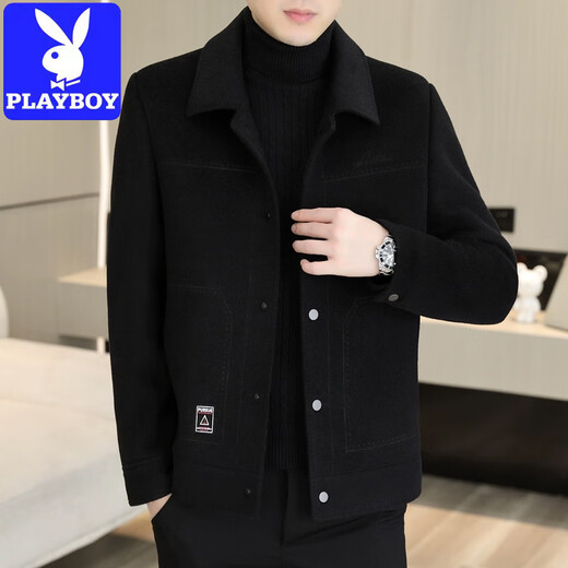 Playboy (PLAYBOY) Double-sided Woolen Coat Men's Autumn and Winter Short Lapel Top Casual Wool Woolen Jacket Coat Men 20936/ 2308 Khaki XL Recommended 126-140Jin Jin equals 0.5 kg