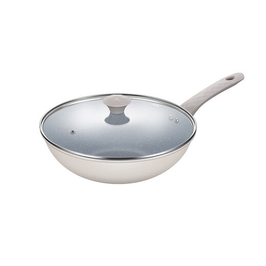 Bobao Bobao Yuechu Maifanshi non-stick wok, fine iron material BDY-C695A pure white 30cm