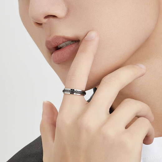 Lukfook Jewelry Platinum 950 Grass Pattern Platinum Ring Couple Ring Single Closed Ring Price EFT1P4C0103 No. 13-5.67g (including labor cost 754 yuan) Women's model