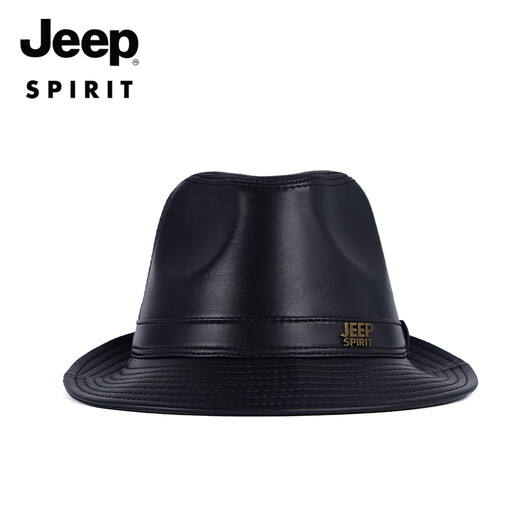 JEEP SPIRIT Genuine Leather Hat Men's Autumn and Winter Jazz Hat for Middle-aged and Elderly Cowhide Gentleman Hat Shanghai Beach Hat Outdoor Dad Hat Cowhide Brown Medium Size XL (57-58cm)