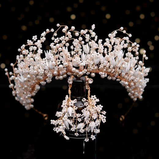 Bridal tiara lace handmade beaded tiara juan yarn hair accessories immortal flower pearl wedding Korean head flower accessories immortal flower + 20 U-shaped clips