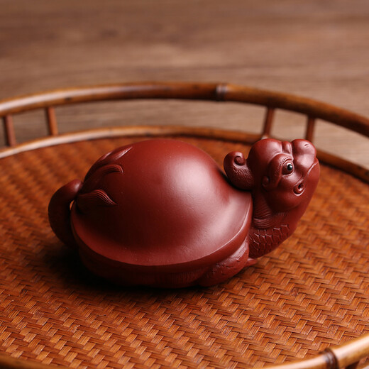 Qi century Yixing raw ore purple clay tea pet ornaments can raise fortune dragon turtles and famous masters fully handmade tea playing Kung Fu tea sets with collection certificates