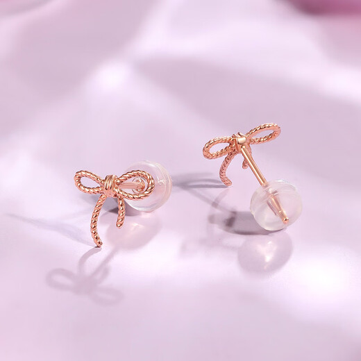 Saturday Fuhong 18K gold earrings for women with bows and colorful gold earrings birthday gift C0910362 pair