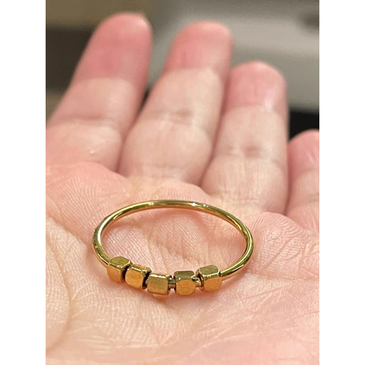 Fat Donglai's same style 18k small sugar cube gold ring golden transfer beads 2025 new light luxury niche design broken gold ring No. 6