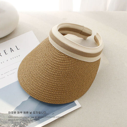Hedon Strohhut Frauen Sommer Strand leerer Top-Hut Frauen Sonnenschutz Sonnencreme Hut koreanischer Stil Baseball Mütze Haare Zylinder KT-3524 [immer noch leeres Oberteil weben] -Kaqi
