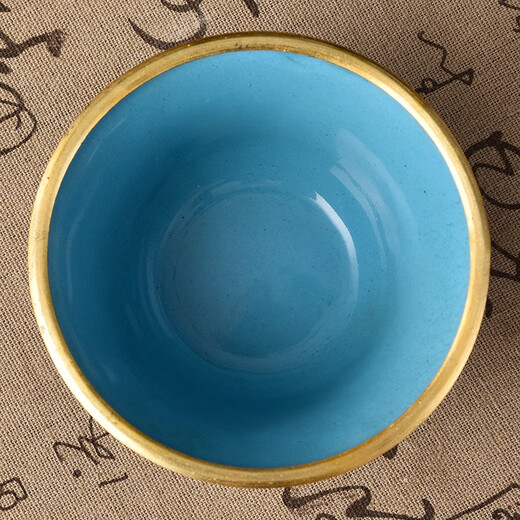 Zhangjiayuan Peking traditionelle Handwerk Cloisonné Cover Bowl Copper Reifen Cloisonné Emaille Tea Bowl Tee Set 4-Zoll-Cover Bowl Pfingstrostblumen Ausländische Kunst Handwerk chinesischer Stil kleines Geschenk gelbgelb gelb