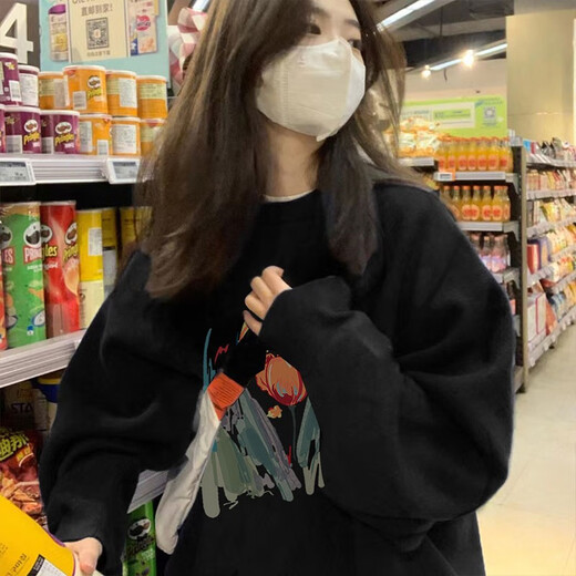 Feili Mushang Fashion Brand Oversize Niche Sweatshirt High Street pour les femmes en automne et hiver américain rétro en cuir rond Round Coup Coat Trend D1049 Black [régulière] xl recommandé 150 Jin [Jin est égal à 0,5 kg]