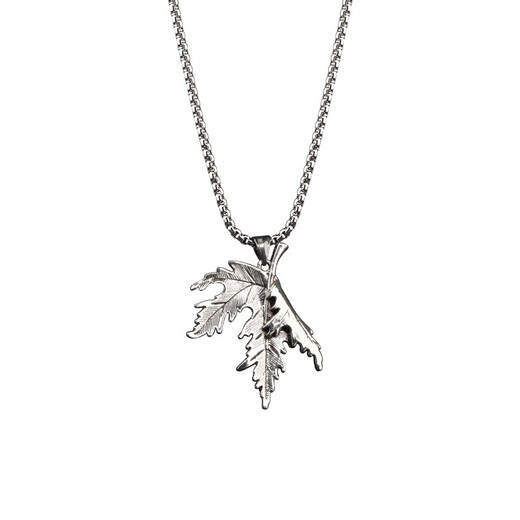 Qi Xiaomi New Folding Maple Leaf Necklace Men's Trendy Hiphop Titanium Steel Hip-Hop Pendant Boys and Girls Chains for Boyfriends