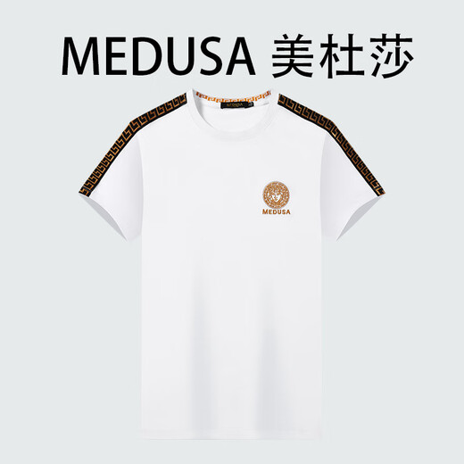 美杜莎短袖T恤男男装夏季新款男士短袖刺绣潮流时尚休闲体恤9909 黑色 薄款 L