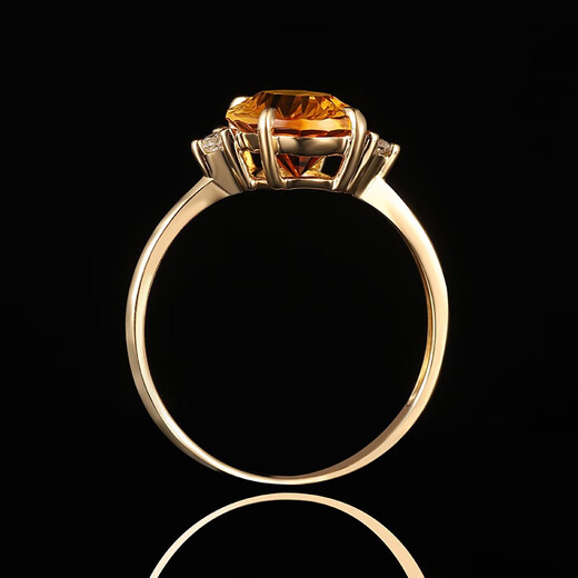 Tingliang 18k gold diamond citrine ring for women, natural colored gemstone ring for your lover, customized in other sizes