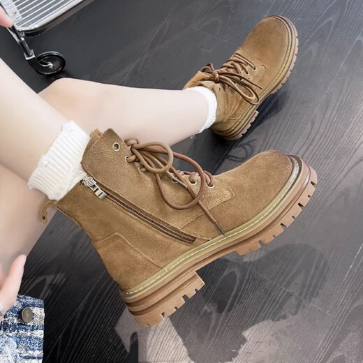 
Nine-inch sunny Martin boots for women 2025 spring and autumn new retro work suit western denim boots thick sole high-rise boots brown outdoor size 36 size Martin boots for women 7 hole brown