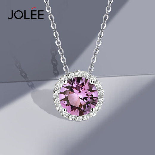 JOLEE necklace female amethyst S925 silver pendant simple fashion clavicle chain jewelry gift for girls one thing and one certificate