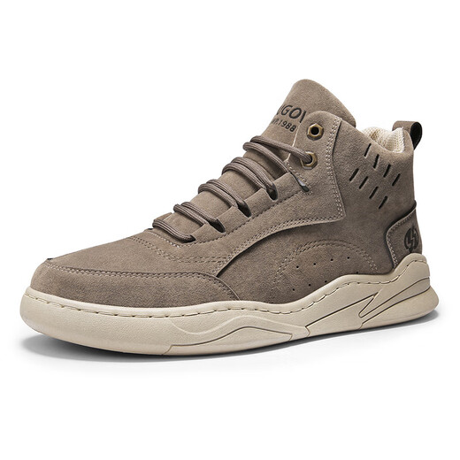 Qiaoyi Herrenschuhe Winter Baumwollschuhe plus Samt warme High Top zwei Baumwollschuhe Herren Martin Boots Trendy Kaltes wasserdichte Arbeiten Stiefel Khaki plus Samt 42