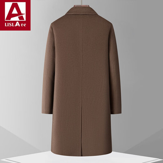 Lislave Wollmantel Herrener langer Stil über Knie großer Größe doppelseitiger Trenchcoat Herren 100% Woll-Doppelreihe Jacke Aprikose M.