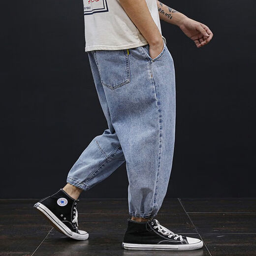 Cotton Meixuan Big Pantals épais jambes pour garçons jeans décontractés en vrac automne et hiver de taille extra-large jeans hommes plus gras et plus large 9902 Craves gris ceinture 28 adapté à 90-100 Jin [Jin est égal à 0,5 kg]