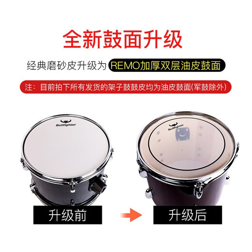 Bullfighter drum set for adults, beginners and children, professional graded jazz drum percussion instrument, burgundy 5 drums and 3 cymbals (upgraded oil-skin drum head)