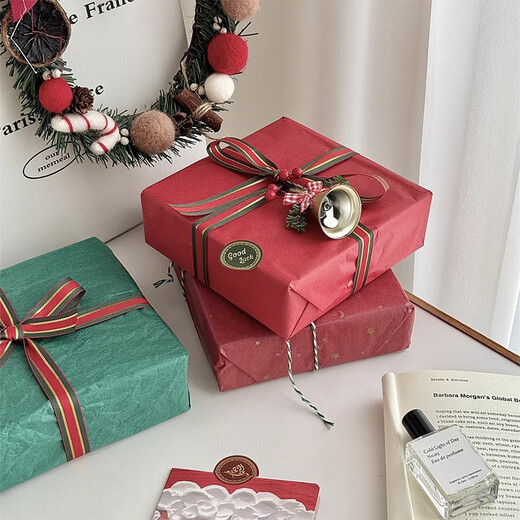 DOROCH Christmas wrapping paper 10 sheets with ribbon card Sydney paper Christmas gift Christmas Eve fruit material apple box