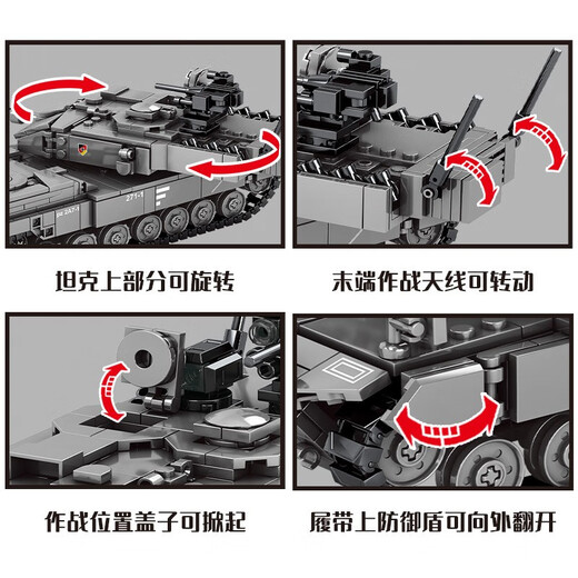 Senbao Building Block Tank Military Assembly Toys Deutsch Leopard 2 Schwertankflugzeugmodell Kinderstecker intellektuelles Spielzeuggeschenk 8 207001 Leopard 2A7 Hauptschlachttank
