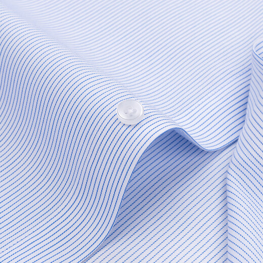 Shanshan DP no-iron long-sleeved shirt men's pure cotton striped spring and autumn business formal wear cotton light blue stripes 41