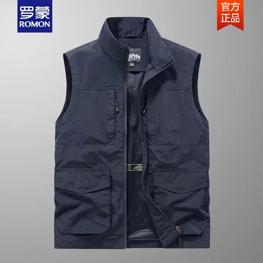 罗蒙（ROMON）春秋季新款速干男士马甲大码多口袋马夹背心外套户外工装坎肩上衣 2385卡其色(薄款) XL 建议(130-150斤)