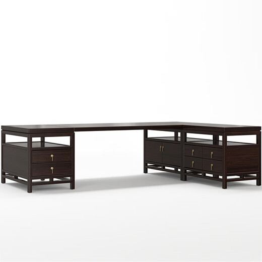 YARXCHEG New Chinese Style Boss Desk Corner Simple Modern Office Furniture Solid Wood President Desk Executive Desk Customized 2 Meters Golden Rosewood