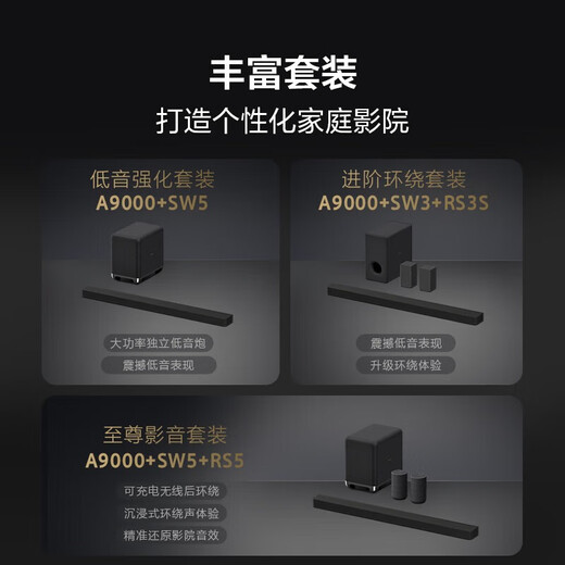 Sony (SONY) HT-A9000 Panoramic Sound Echo Bar Set 360 Smart Dome 4K/120Hz VRR ALLM Home Theater Soundbar TV Audio Bluetooth HT-A9000+SW3+RS5 Shocking Surround Set