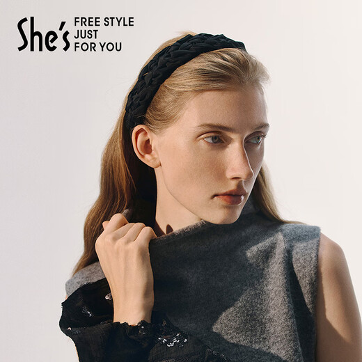 She s Akiko retro twist fabric hairband high skull headband pressure hair high-end hairpin headband hair accessories birthday gift black G0