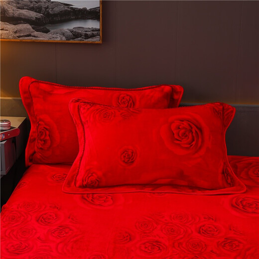 Velvet ártico (Bejirog) Conjunto de terciopelo engrosado de cuatro piezas Bedding de terciopelo de terciopelo de terciopelo más de terciopelo cubierta de colchas de terciopelo cubierta de colcha de lámina de doble cara cubierta roja grande [rosa engrosada en espesas [Jin iguala 0.5 kg] Velvet de leche] Camino de 2.0 medidores (Cubierta de acosado 220*240cm) Set de cuatro piezas de cuatro piezas)