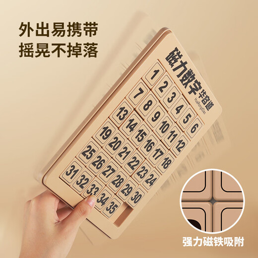 Jiayu Huarong Road Three Kingdoms Números de madera Números de décimo nivel Versión magnética Magnética Estudiantes de niños digitales 4*4 Números principales (1-15) Versión magnética