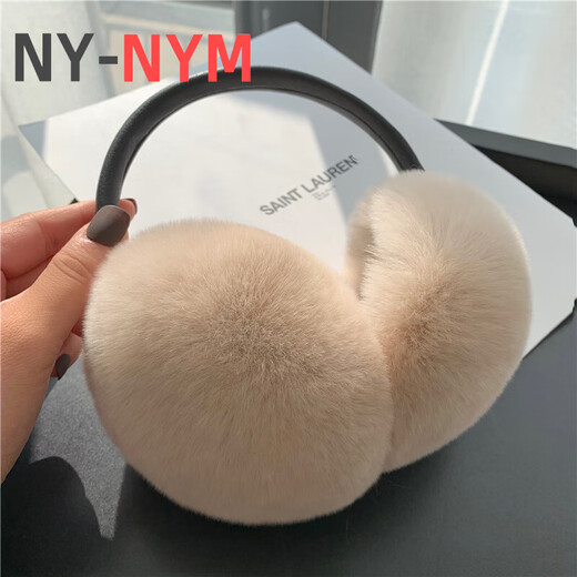 NY-NYM Double-sided Otter Rabbit Fur Ear Cover Real Fur Ear Cover Men and Women Korean Solid Color Retractable Ear Cover Winter Warm Ear Cover Grey