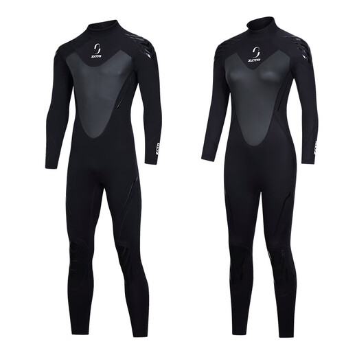 ZCCO New 3mm Diving Suit Men's One-piece Warm Wet Suit Women's Long Sleeve Coldproof Snorkeling Winter Swimsuit Men's Black XL