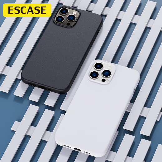 ESCASE Apple iPhone13pro mobile phone case 13pro protective case newly upgraded all-inclusive liquid silicone anti-fall ultra-thin soft shell for men and women White SG-01