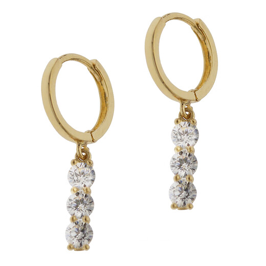 Beiyu white small C Korean imported gold 14K10K gold earrings sparkling with a string of small water drop pendants K gold earrings and earrings. The inner diameter of the earrings is 7.9mm. One pair