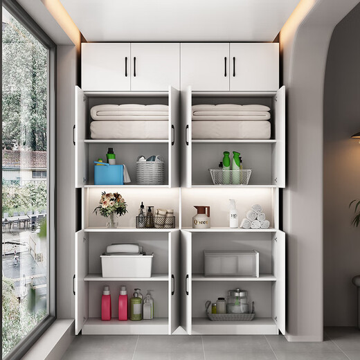 White taro balcony storage cabinet storage household large-capacity storage cabinet sun protection storage cabinet wall-mounted storage cabinet shoe cabinet custom-made two doors high 180 wide 60 deep 40 (installation included) Hollow style