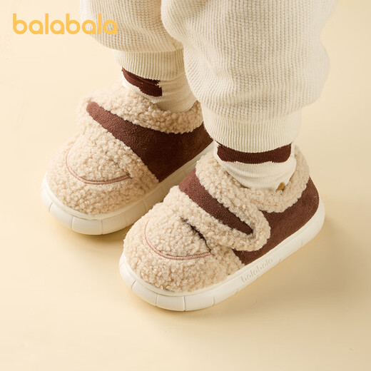 Balabala lambskin children's cotton shoes 2025 new winter boys' comfortable thickened plush slippers outdoor warm parent-child shoes