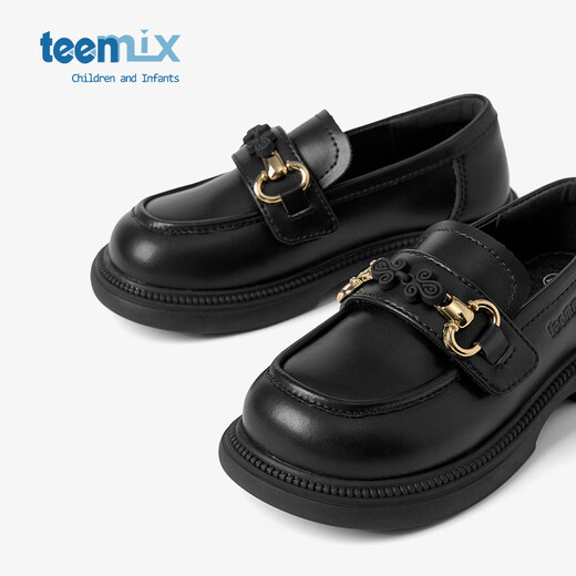 Tianmeiyi girls leather shoes spring and autumn new children's black single shoes British style small leather shoes college style princess shoes black 37
