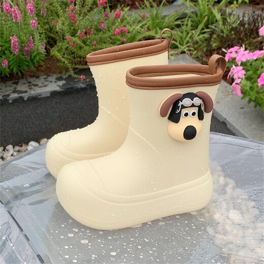 细细条（XIXITIAO）可爱雨鞋女ins春夏防滑防水中筒水鞋户外卡通玩水雨靴成人 奶黄棕 38-39