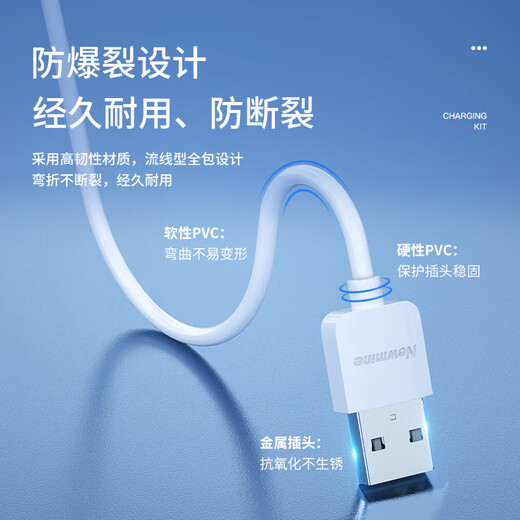 Newmine Type-C charging set 2 meters charger Android phone 5V/2A source adapter mobile phone headphone watch charging head white